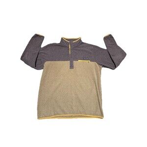 Columbia Jacket Men’s 1/4 Snap Button Pull Over Fleece Beige Brown Size Large